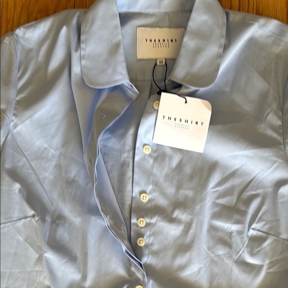 the Shirt by Rochelle Behrens Sz XS shirt dress Light Blue Button-Down NWT - Picture 8 of 9
